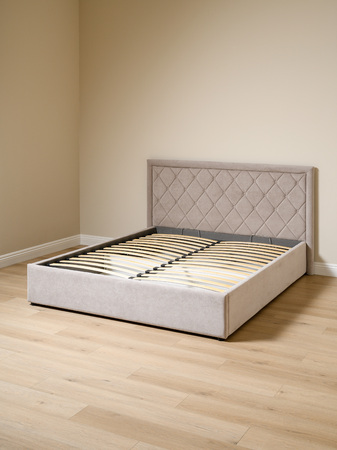 Кровать Марион 160 велюр OCEAN 005 темно-бежевый с ортопедическим основанием и подъемным механизмом (спальное место 160 х 200)