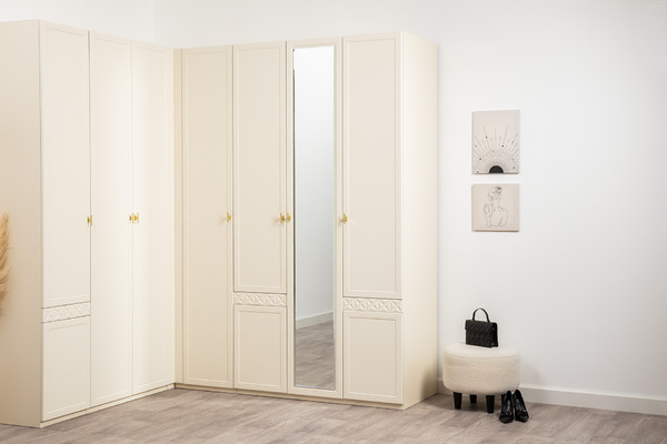 Шкаф для одежды Марион 16.340.03 слоновая кость С341 PE, слоновая кость 6898 ПВХ (собирается на любую сторону)