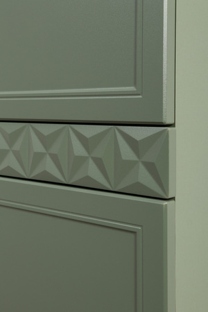 Гостиная Марион композиция 1 дымчатый зеленый K521, олива шагрень AG 1050 ПВХ, белый PE шагрень (собирается на любую сторону)