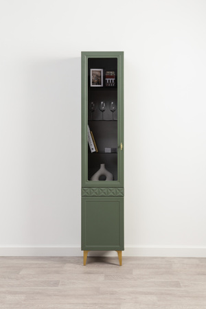 Гостиная Марион композиция 1 дымчатый зеленый K521, олива шагрень AG 1050 ПВХ, белый PE шагрень (собирается на любую сторону)