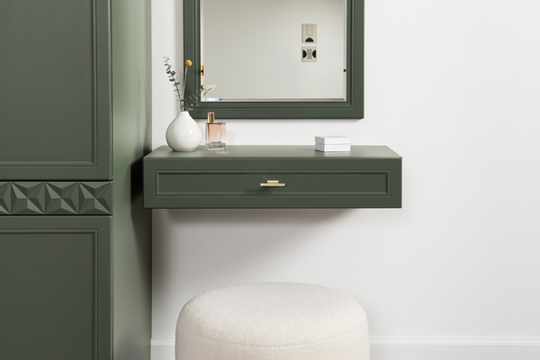 Стол-консоль Марион 12.318 дымчатый зеленый K521, олива шагрень AG 1050 ПВХ