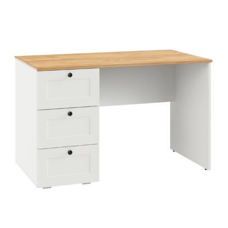 Стол письменный Остин 12.159 белый PE шагрень, дуб золотой CRAFT, белая шагрень 4101 ПВХ, сборка на любую сторону